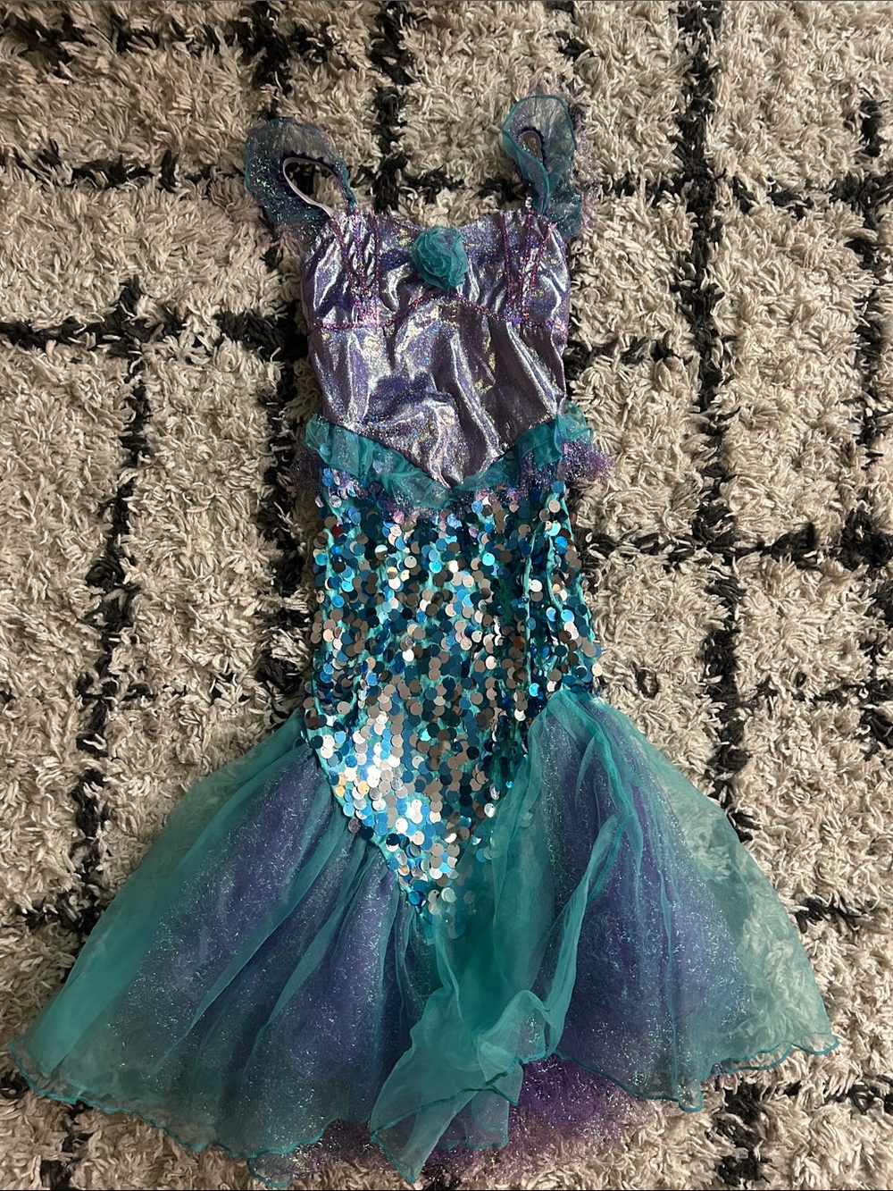 Purple and Teal Mermaid Kids Costume Dress